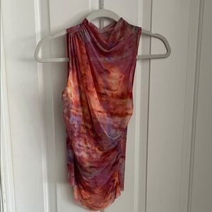 Zara Pink Orange Tie-Dye Draped Sleeveless Top